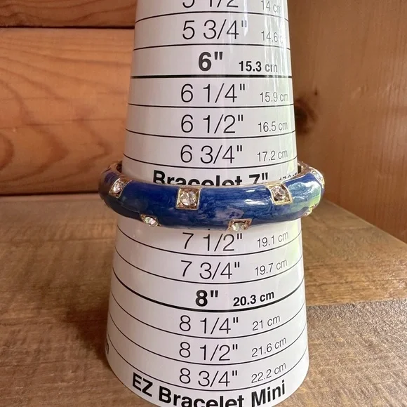 Set of 3 Red, White & Blue Enameled Bangles Hinged Patriotic Clamper Bracelet - Picture 12 of 15